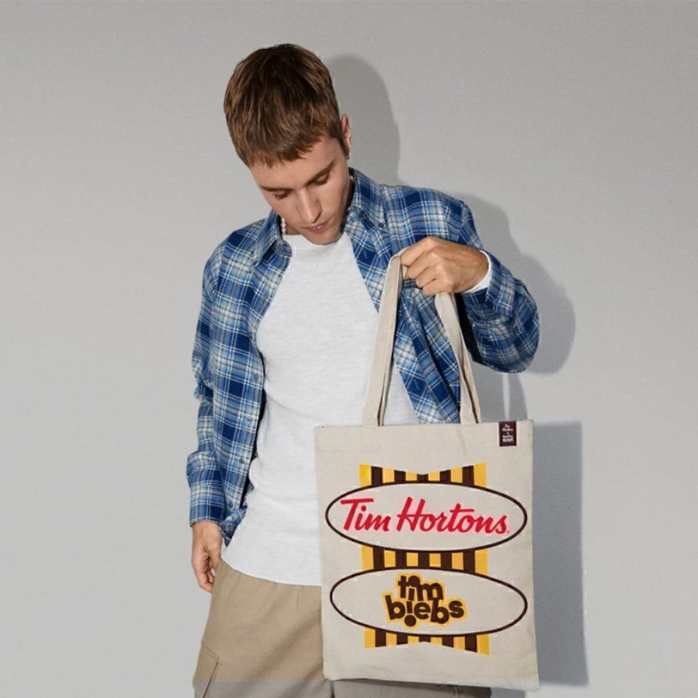 Justin Bieber Tim Biebs canvas Tote bag Tim Hortons NWT Collab Summer